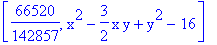[66520/142857, x^2-3/2*x*y+y^2-16]